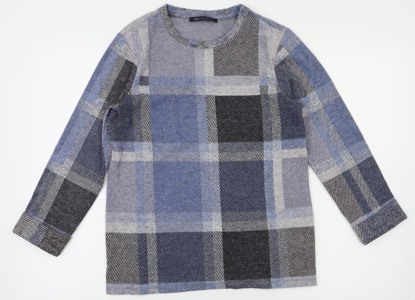 M&S Womens Black Check  Basic T-Shirt Size 10