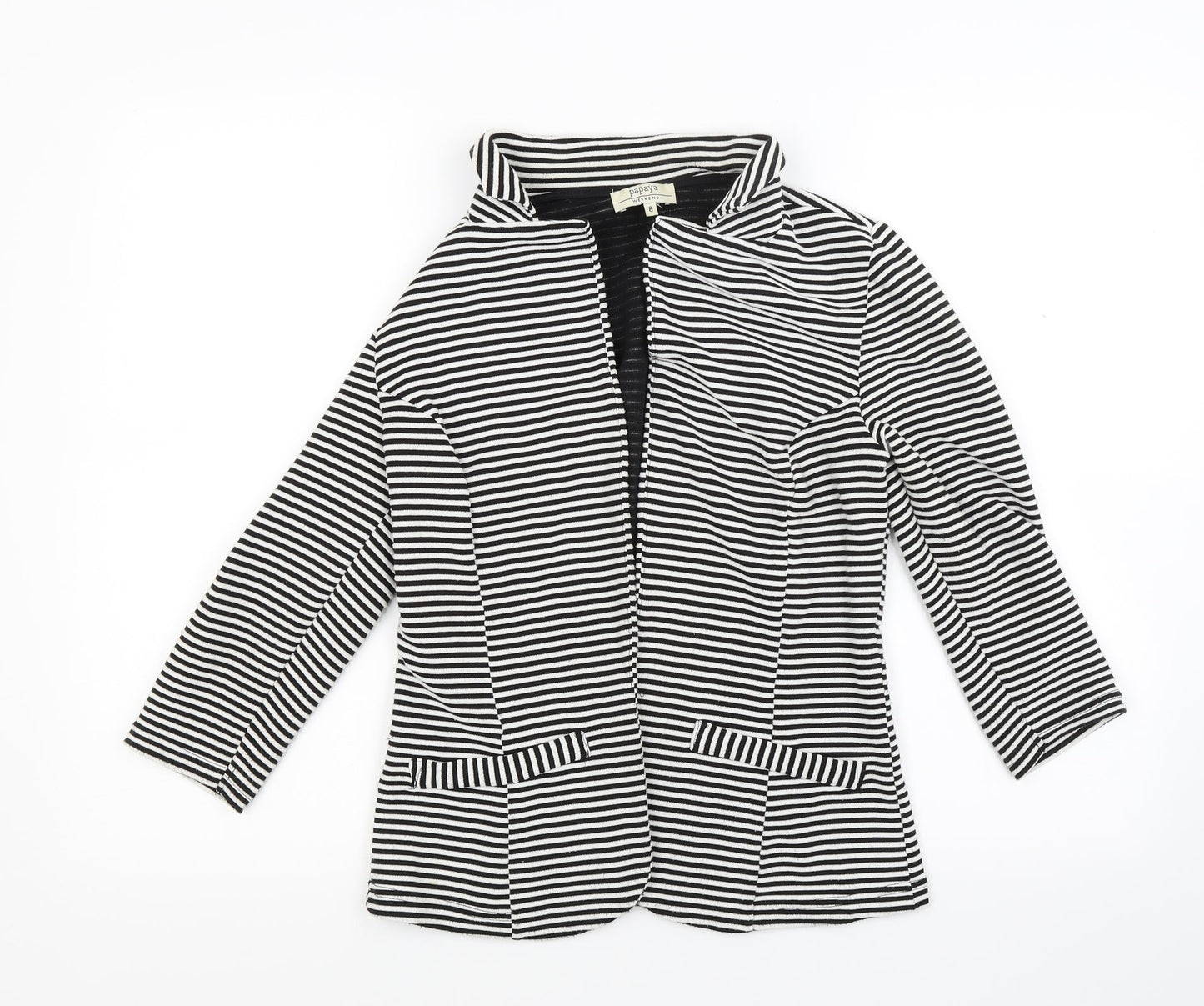 Papaya Womens White Striped  Jacket  Size 8