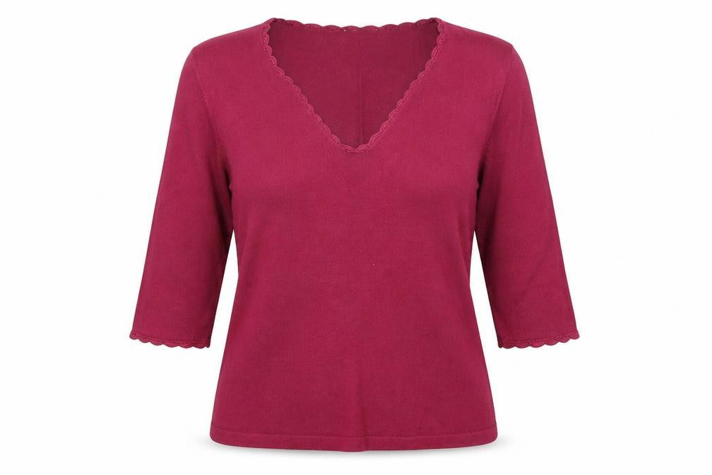 Front view of BHS women’s red knit jumper, size UK 16