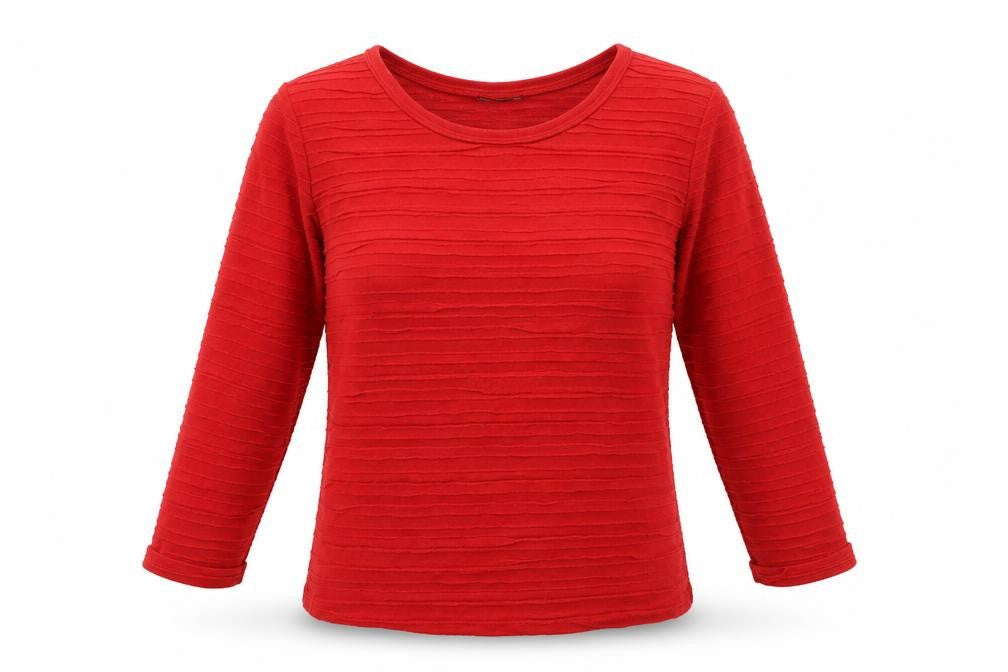 Front view of Laura Torelli women’s red knit jumper, size S