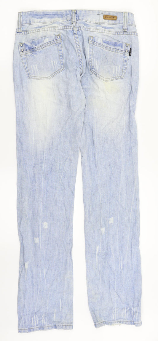 Miss Anna Womens Blue  Denim Straight Jeans Size 36 in L32 in