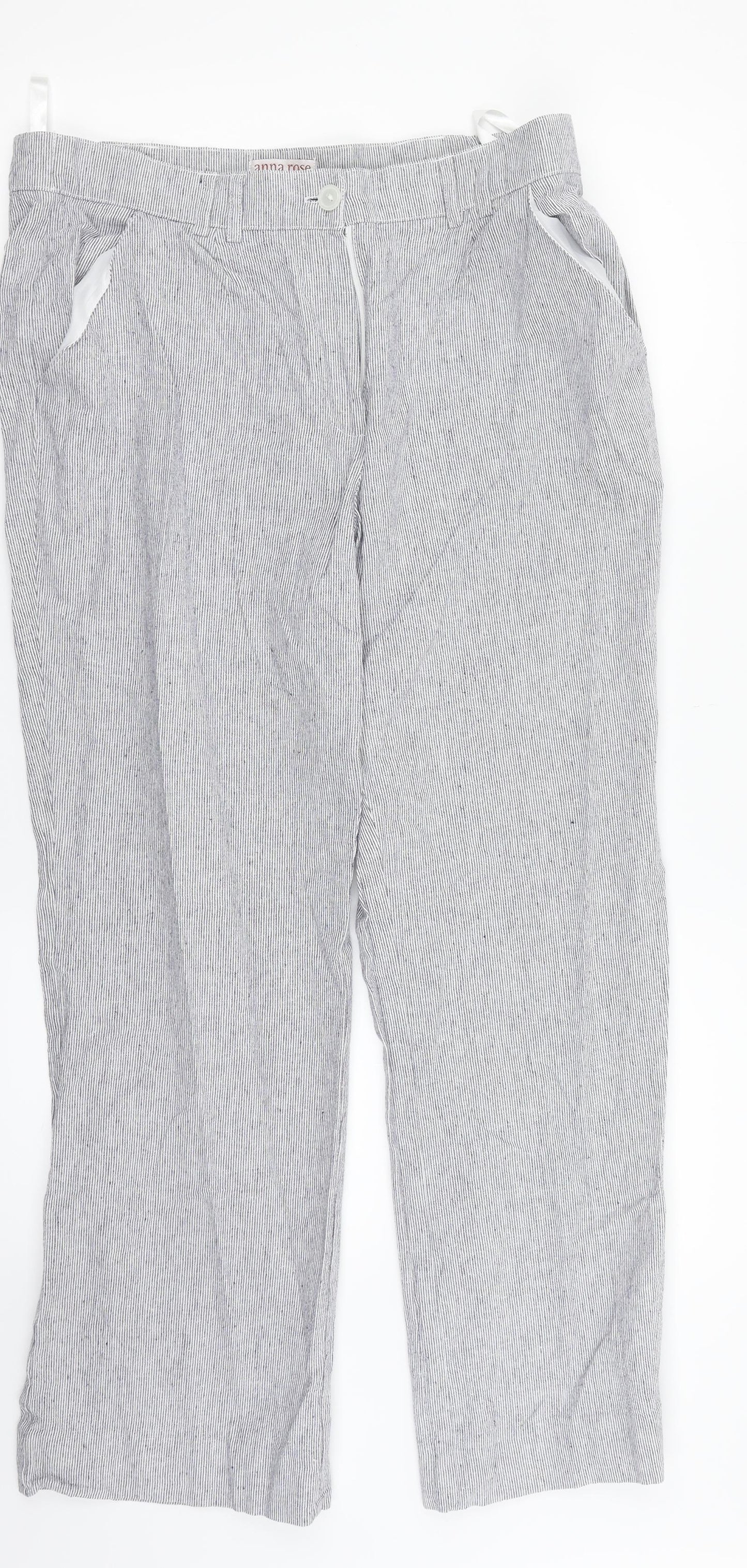 Anna Rose Womens Grey Striped  Dress Pants Trousers Size 14 L26 in