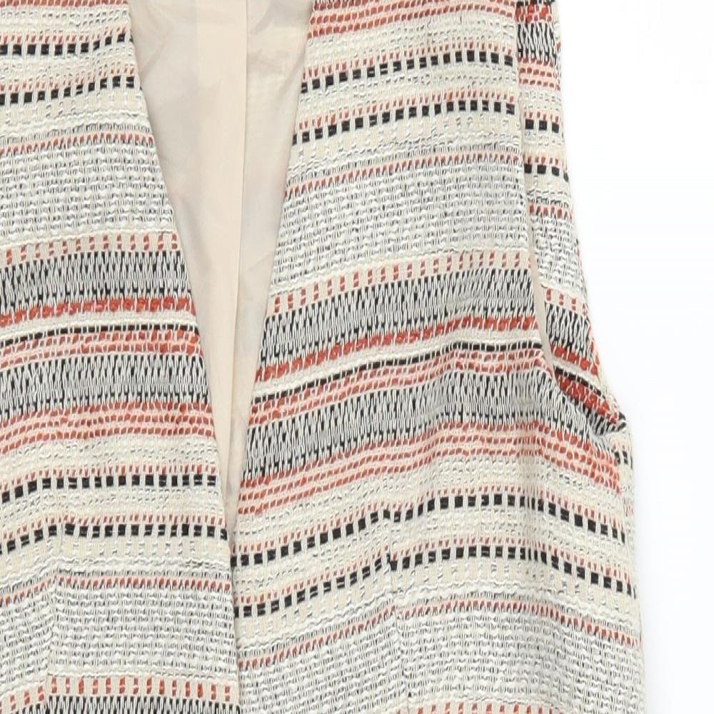 Close-up detail of Atmosphere women’s beige geometric gilet jacket, size UK 6, - red