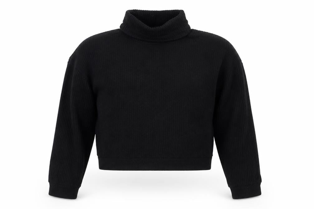 Front view of New Look women’s black pullover sweatshirt, size M