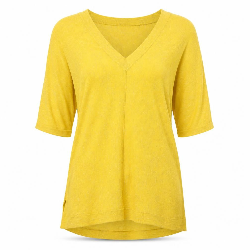 Front view of Monsoon women’s yellow jumper, size S