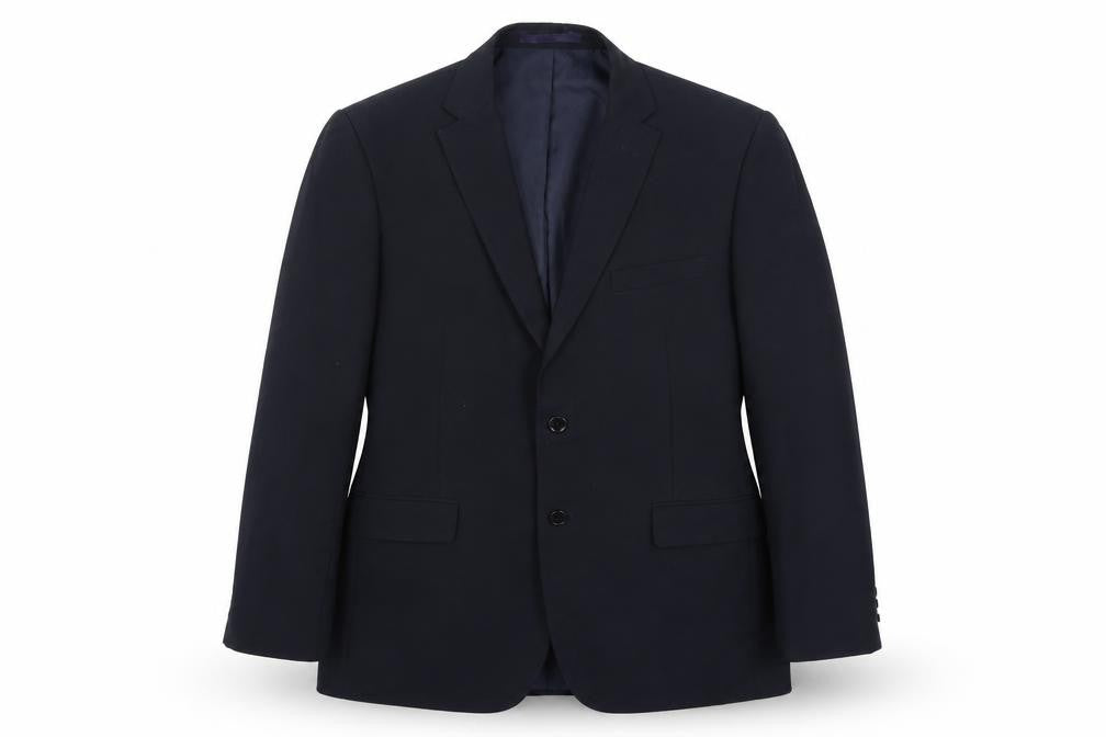 Front view of Marks & Spencer women’s blue jacket suit jacket, size UK 42