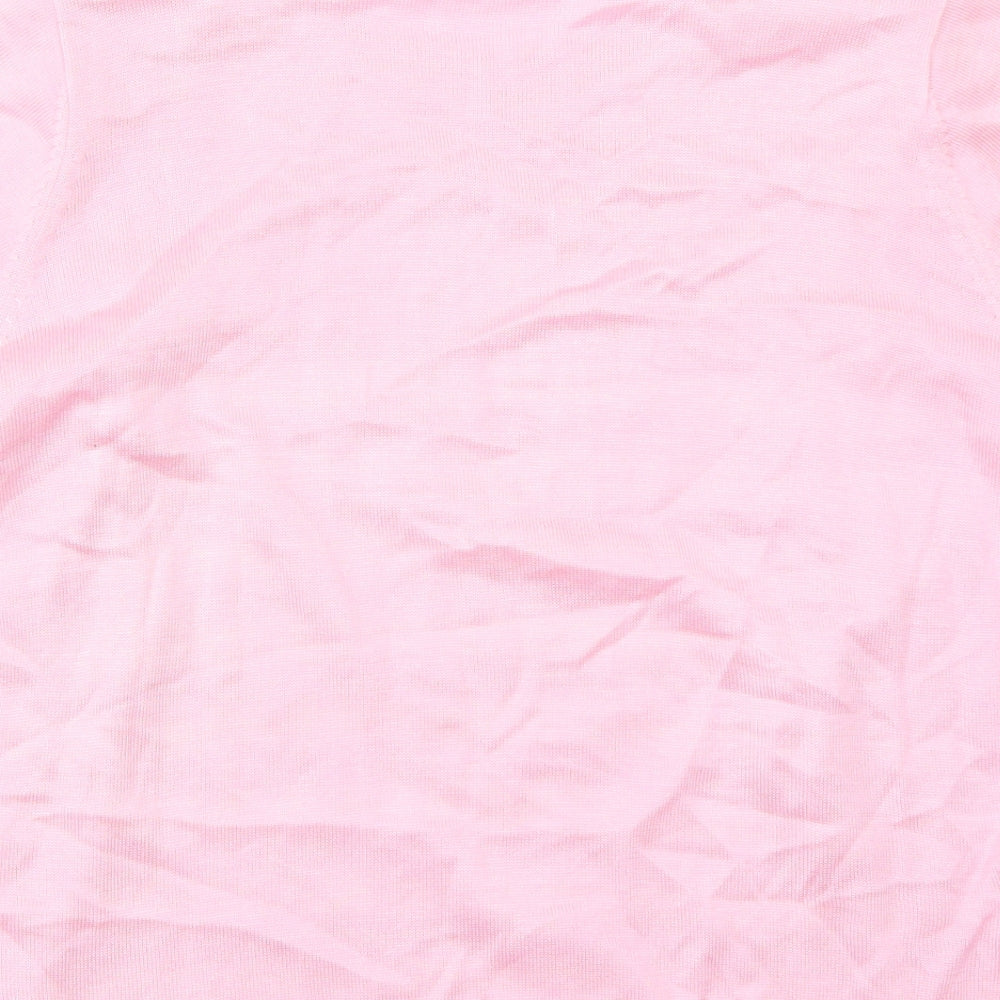 Fay Louise Womens Pink Striped  Basic T-Shirt Size L