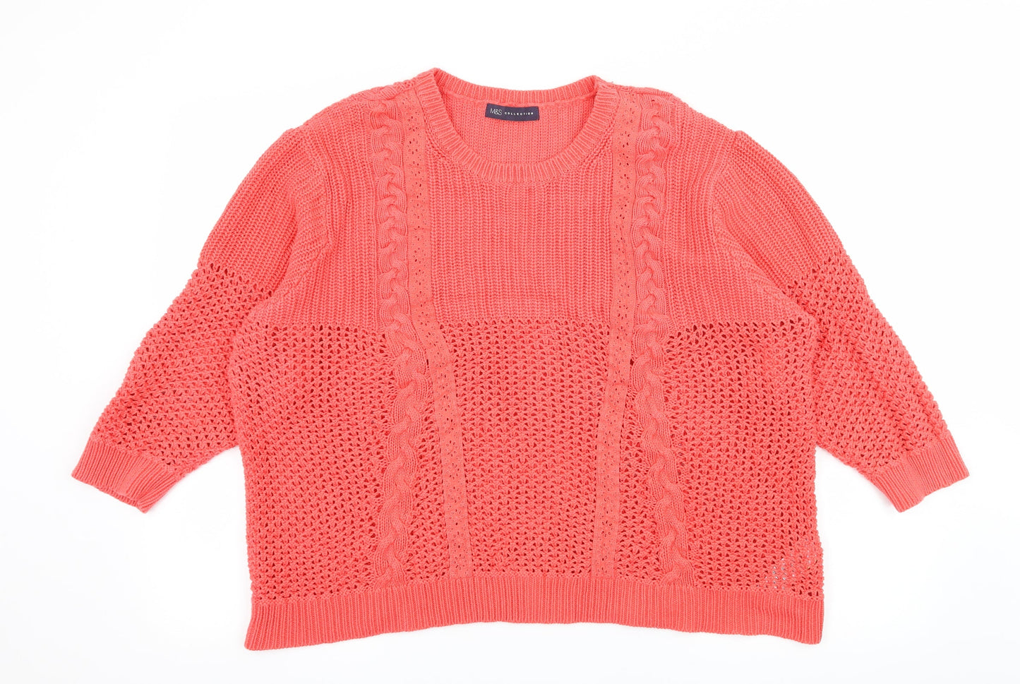 Marks and Spencer Womens Orange  Knit Pullover Jumper Size 20