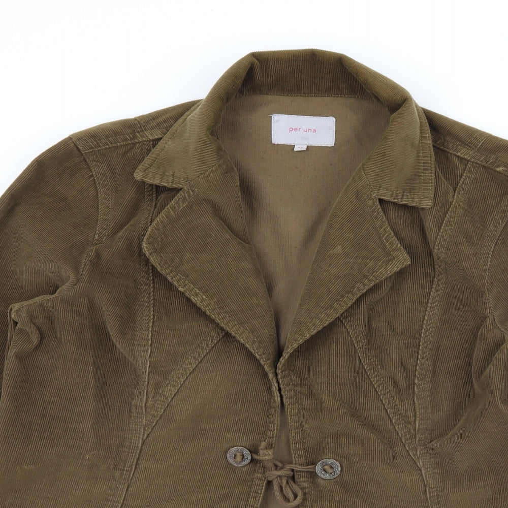 Per Un Womens Green  Corduroy Jacket  Size 14