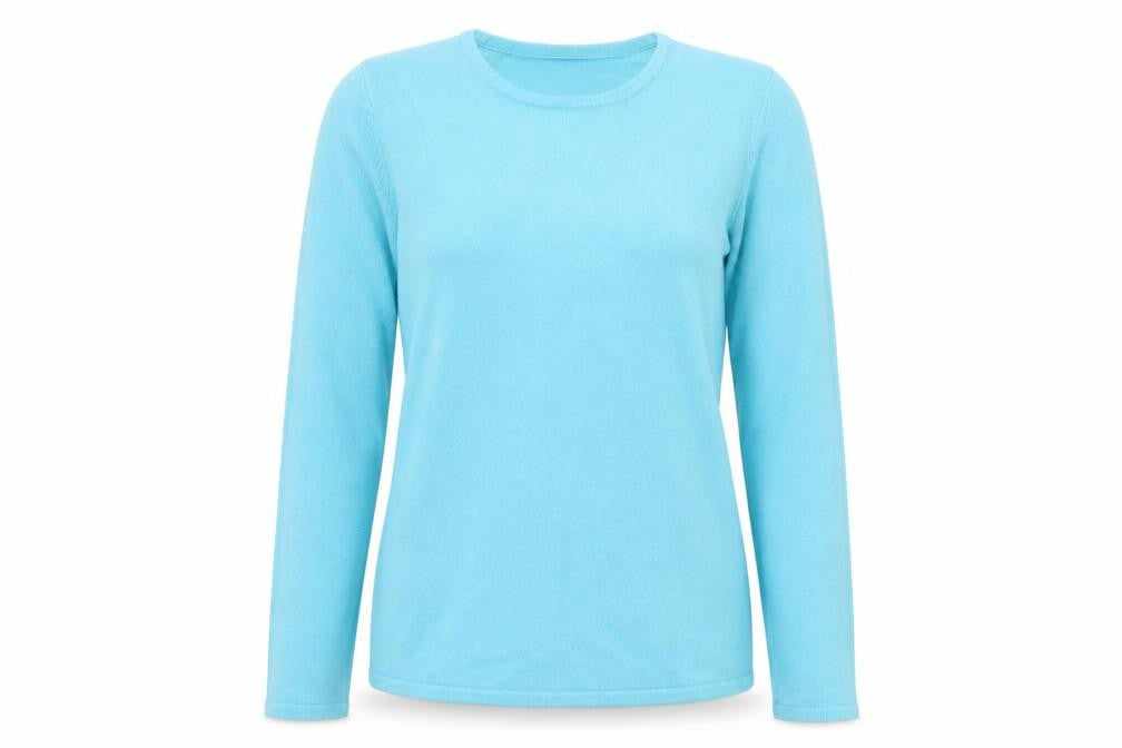 Front view of Bonmarché women’s blue knit jumper, size S