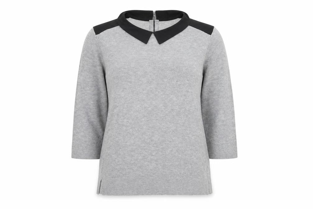Front view of Papaya women’s grey knit jumper, size UK 20