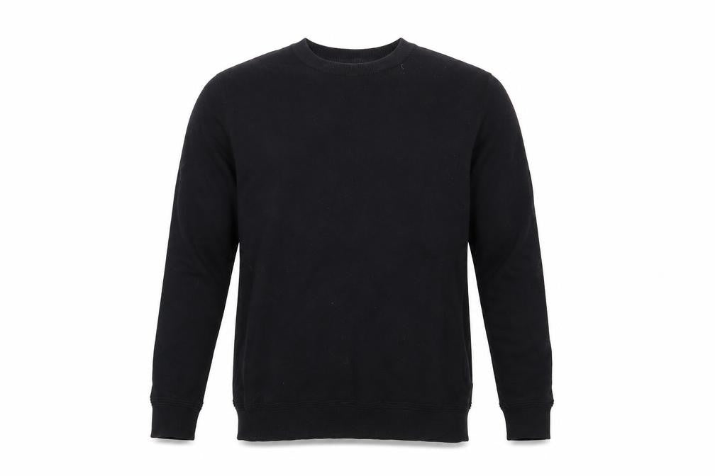 Front view of Topshop men’s black pullover sweatshirt, size S
