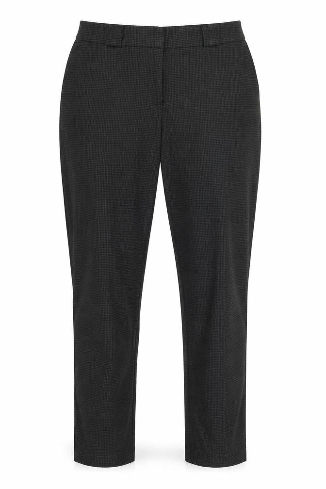 Front view of Dorothy Perkins women’s green houndstooth trousers, size UK 10, 25-inch leg