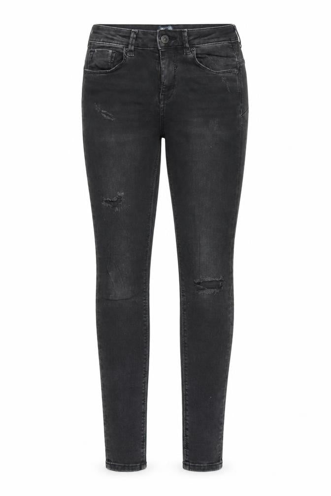 Front view of Bershka women’s black denim skinny jeans, size UK 8, 28-inch leg