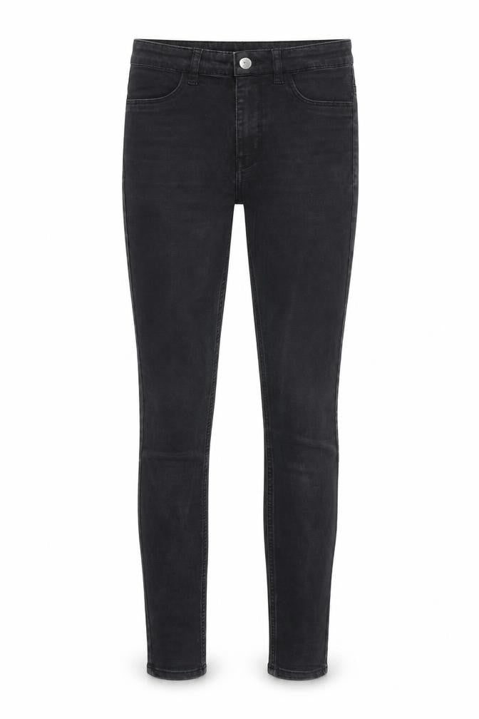 Front view of Divided by H&M women’s black denim skinny jeans, size UK 6, 28-inch leg