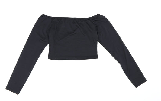 PRETTYLITTLETHING Womens Black   Cropped Blouse Size 10