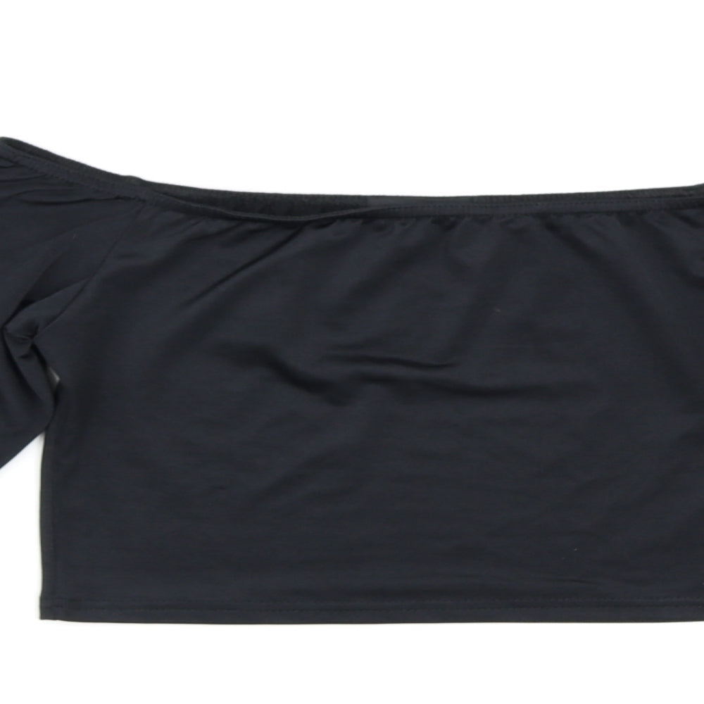 PRETTYLITTLETHING Womens Black   Cropped Blouse Size 10