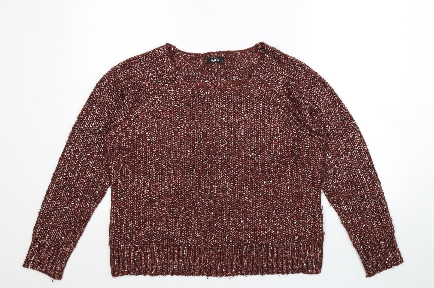 M&Co Womens Brown  Knit Pullover Jumper Size M