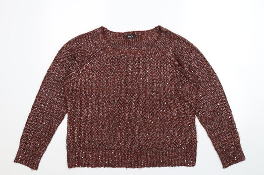 M&Co Womens Brown  Knit Pullover Jumper Size M