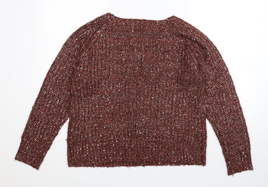 M&Co Womens Brown  Knit Pullover Jumper Size M