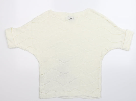 2 Elles Womens White  Knit Pullover Jumper Size L