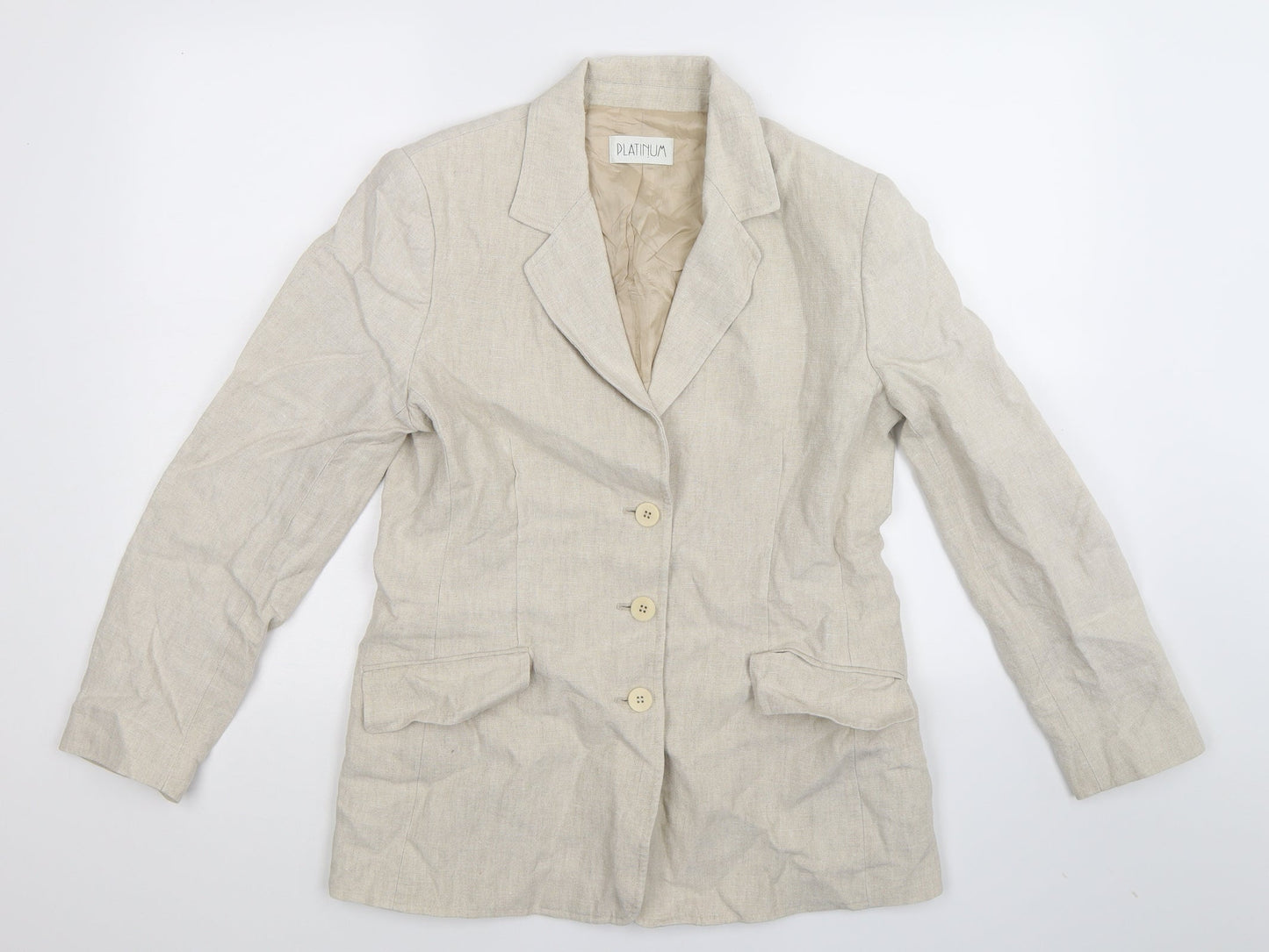 Platinum Womens Beige   Jacket Blazer Size 14