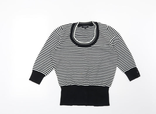 Debenhams Womens Black Striped  Pullover Jumper Size 14