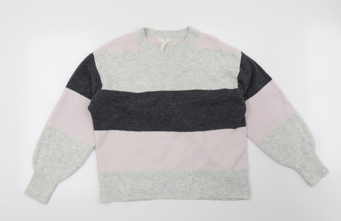 H&M Womens Grey Striped  Pullover Jumper Size M