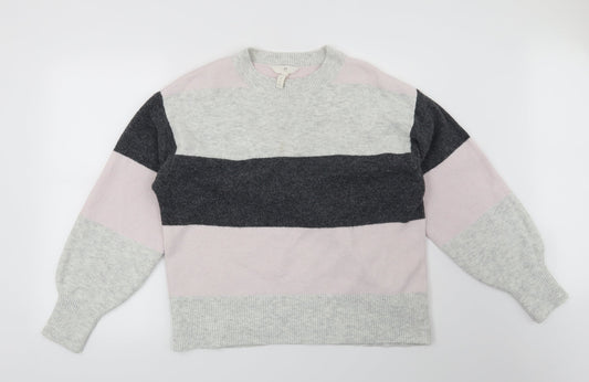H&M Womens Grey Striped  Pullover Jumper Size M