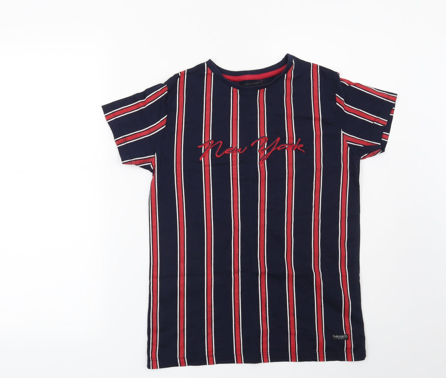 Threadboys Boys Blue Striped  Basic T-Shirt Size 11-12 Years