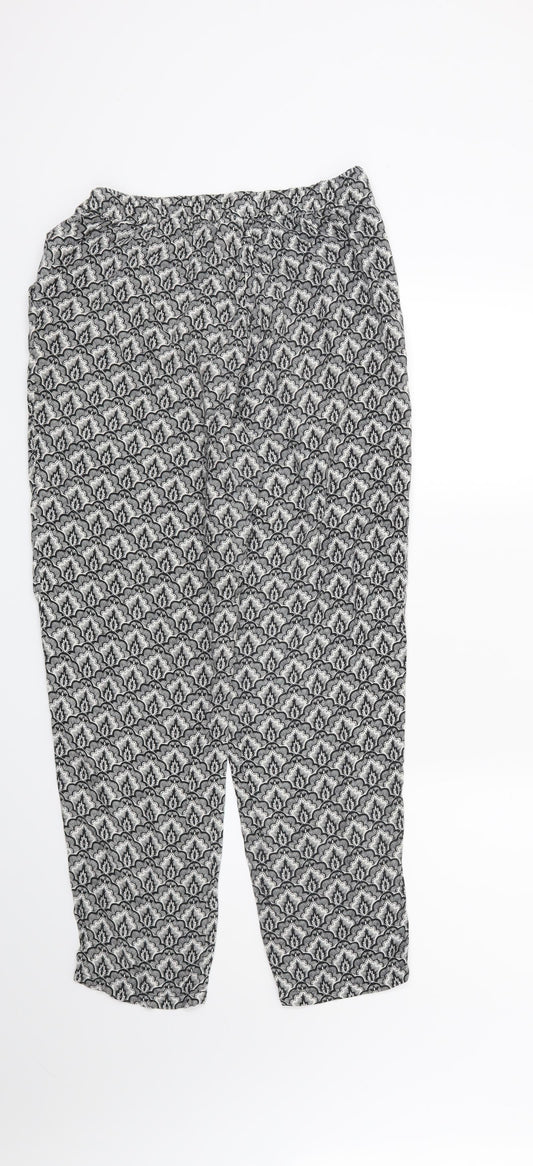 H&M Womens Black Geometric  Trousers  Size 6 L27 in