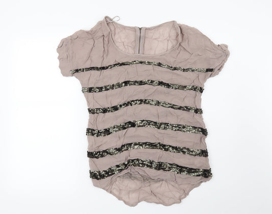 NEXT Womens Brown Striped  Basic Blouse Size 10