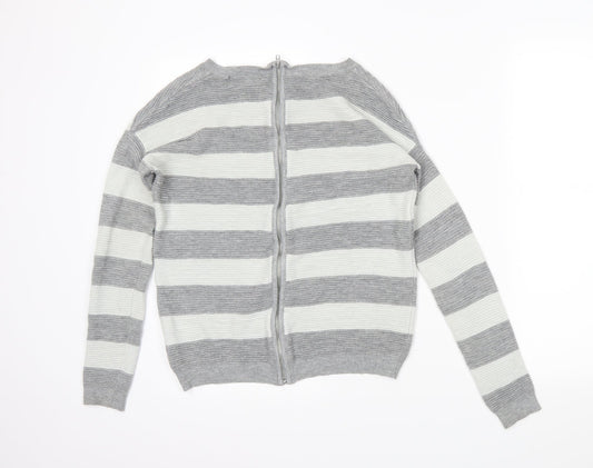 NEXT Womens Grey Striped  Full Zip Jumper Size 8