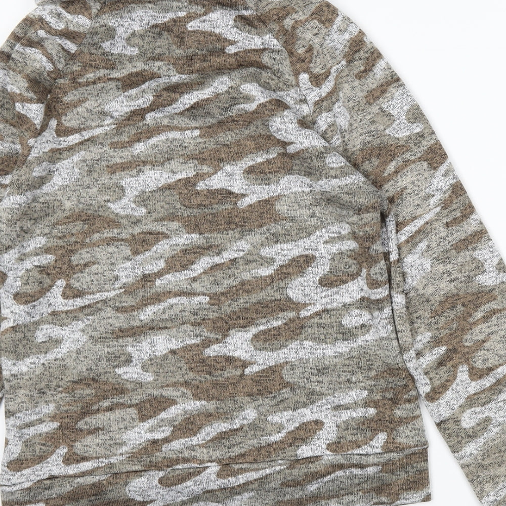 Derek Heart Womens Brown Camouflage  Pullover Jumper Size M