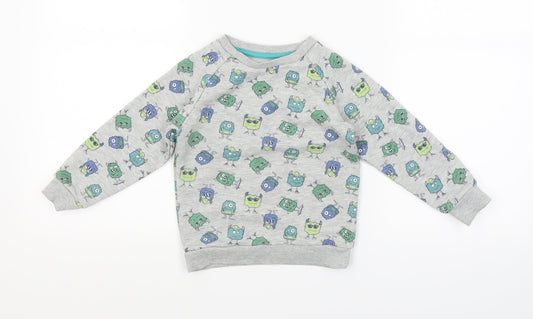 Primark Boys Grey Polka Dot  Pullover Jumper Size 2 Years  - Monsters
