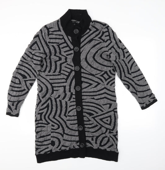Brandtex Womens Multicoloured Geometric  Cardigan Jumper Size L