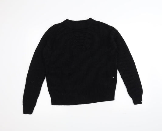 New Look Womens Black  Knit Pullover Jumper Size 8