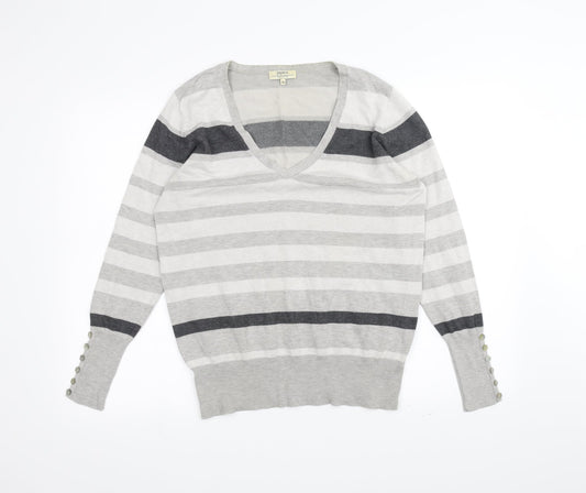 Papaya Womens White Striped  Pullover Jumper Size 16