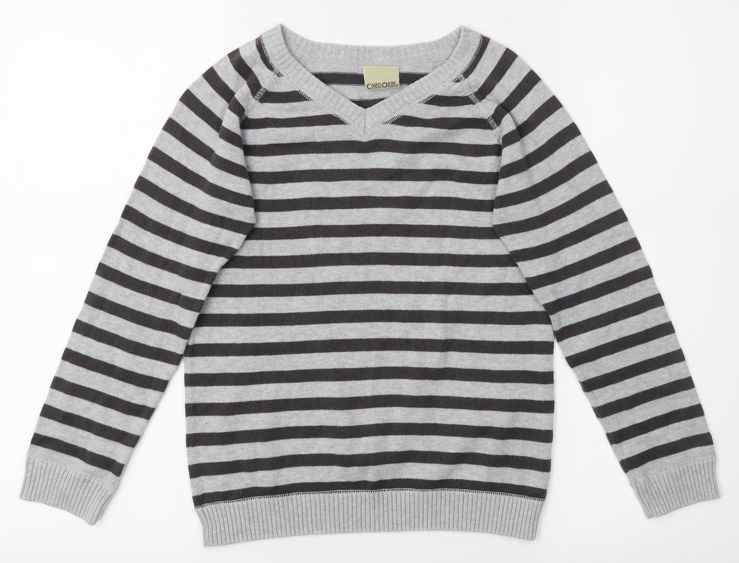 Cherokee Boys Grey Striped  Pullover Jumper Size 5-6 Years