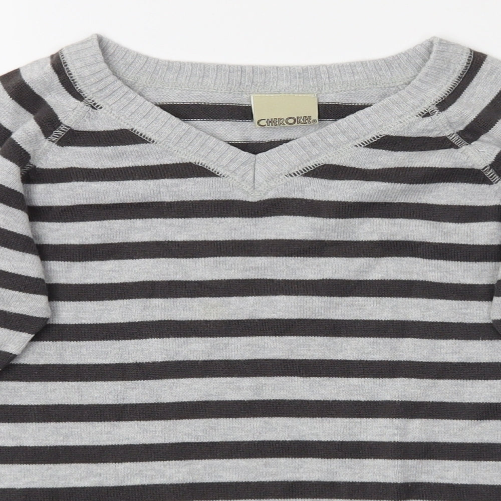 Cherokee Boys Grey Striped  Pullover Jumper Size 5-6 Years