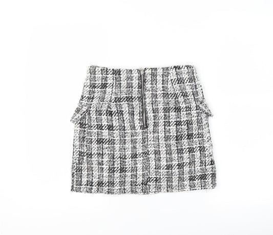 Preworn Womens Black Check  A-Line Skirt Size 26 in