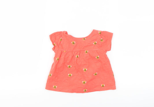 NEXT Girls Red   Basic T-Shirt Size 3-6 Months  - Bee print