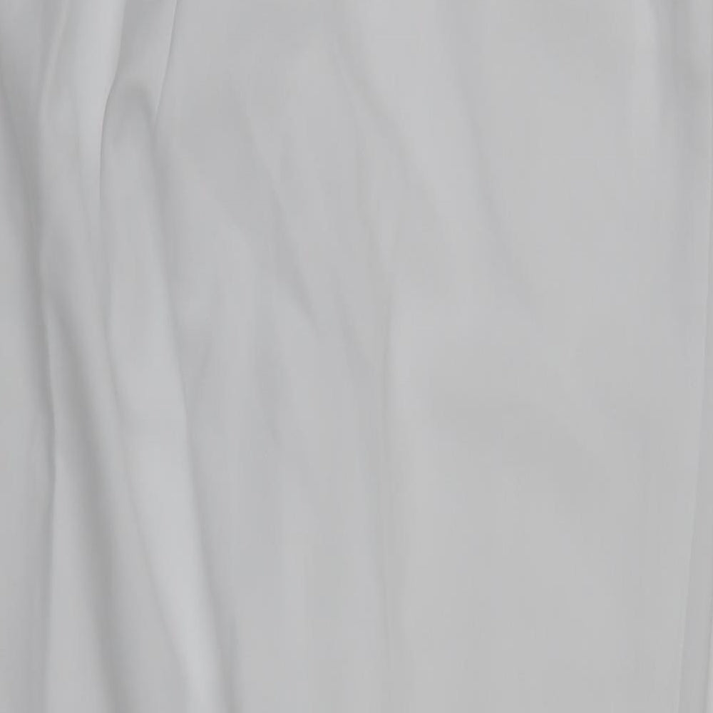 Brand and care label for Afibel women’s white trousers, size UK 20, 30-inch leg