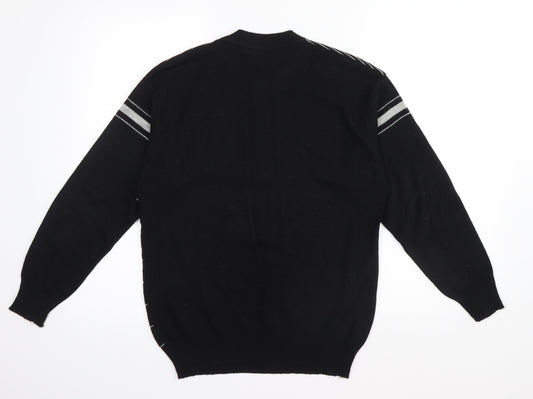 Preworn Mens Black Striped  Pullover Jumper Size S