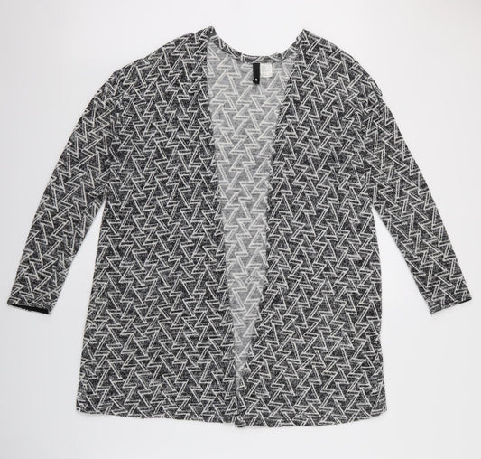 Divided Womens Black Geometric  Cardigan Jumper Size S