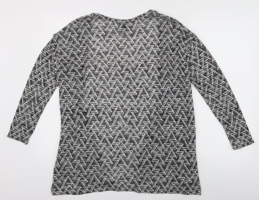 Divided Womens Black Geometric  Cardigan Jumper Size S