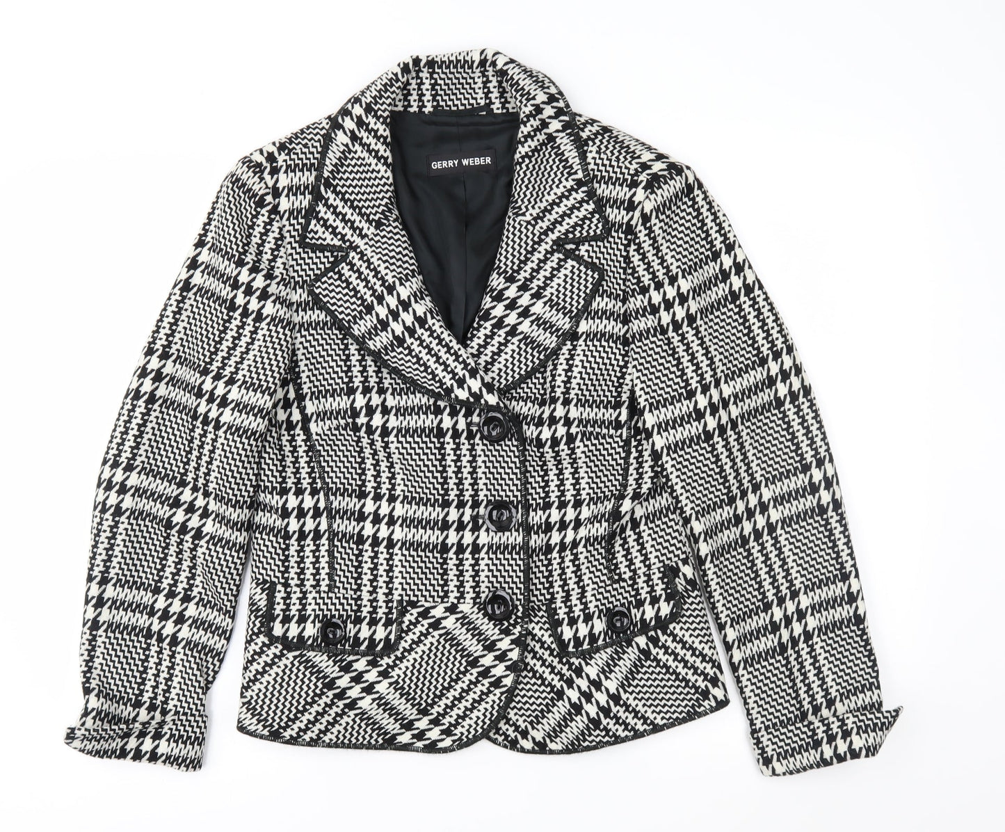 Gerry Weber Womens Black Geometric  Jacket Coat Size 12