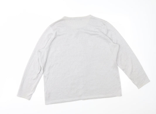 Bonmarché Womens Silver Geometric Knit Cardigan Jumper Size L