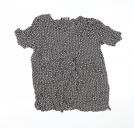 Merric Womens Black Geometric  Basic Blouse Size 14