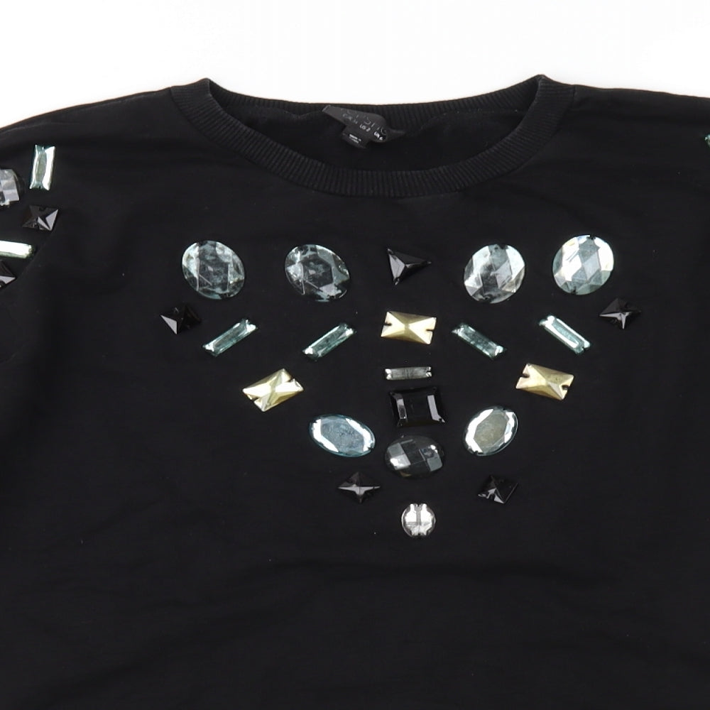 Topshop Womens Black   Pullover Sweatshirt Size 6